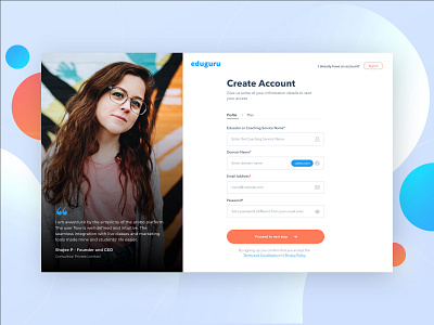 Eduguru Virtual Education| Signup form| Landing Page branding e learning edtech education app education platform landing page signupform design user interface design visualdesign website design