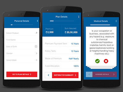 HDFC Insurance Mobile App android design hdfc insurance mobile app material design