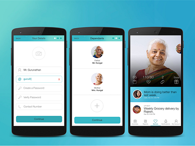 Caretaker Application for Elders android material design mobile ux