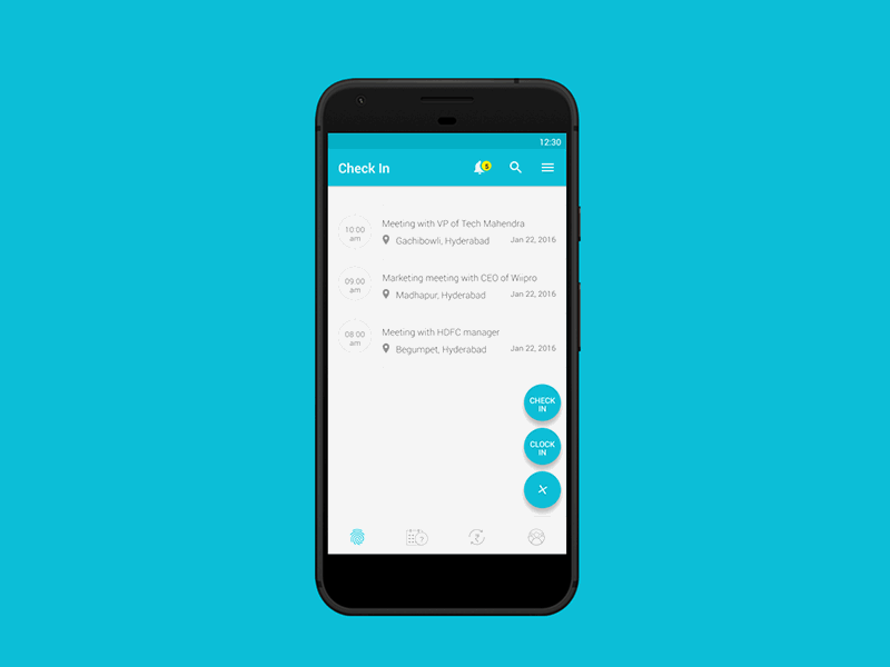 Check in experience for HRMS application android mobile ux check in experience darwinbox employee engagement hrms material design