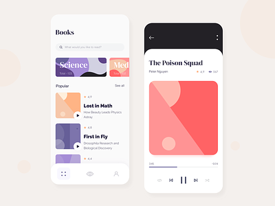 Books - Mobile app concept app application arounda audio book concept flat gallery golden grid illustration interface library mobile ratio reading sketch typography ui ux vector