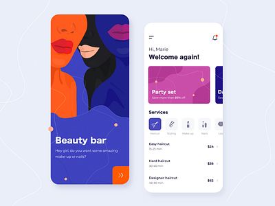 Beauty bar - Mobile app concept