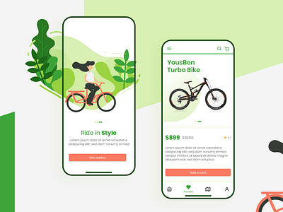 Bike App | UI Challenge #001 adobe xd app bike bike ride illustration minimal onboarding product design product page shopping shopping app ui user interface ux vector