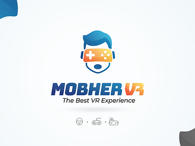Mobher VR - Logo brand branding controller design face game gaming gaming logo headset illustration logo logo design logodesign logotype minimal vector virtual reality vr
