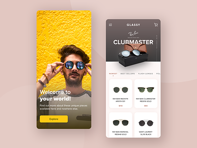 Sunglasses Shop App | UI Challenge #005 adobe xd adobexd app application clean design minimal product design rayban shopping app sunglass sunglasses ui user experience user interface ux