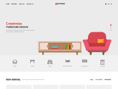 Furniture Design Website landing landing page website