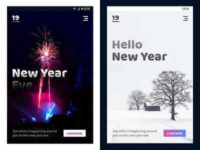 Hello New Year app app concept app design new year new year 2019 new year eve splash page splash screen ui ux