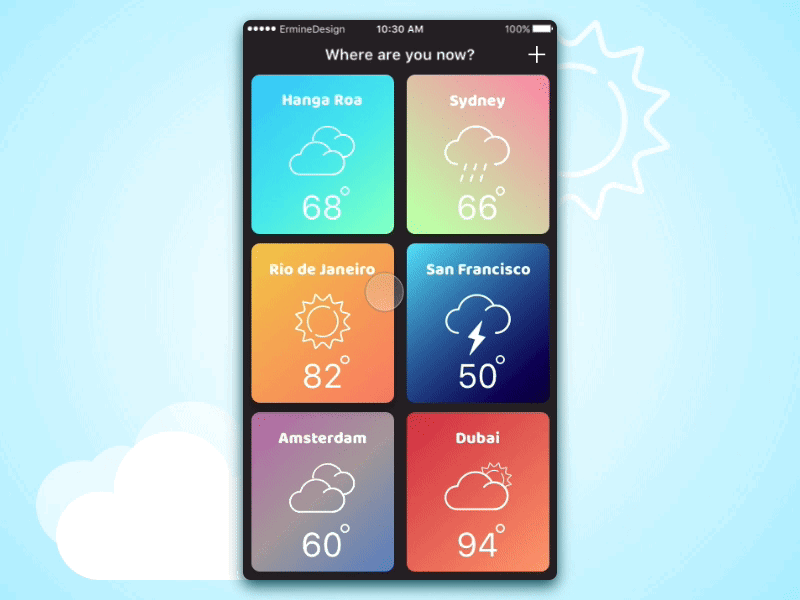Outside App - Main flow animation erminedesign mobile principle sketch ui ux weather