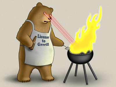 Grrrrrill barbecue bbq bear fire illustration laser
