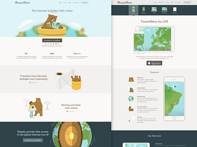 New TunnelBear Website apps bear bears homepage illustration ios landing website