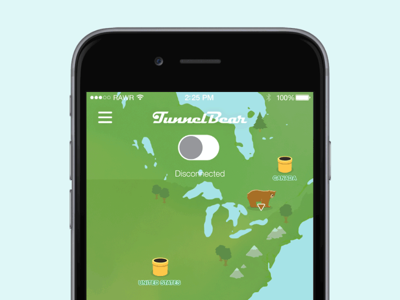 TunnelBear iOS app animation app bear ios ui vpn