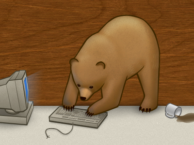 Bear bear coffee computer illustration keyboard