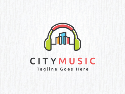 city music logo audio building city headphone home house logo music sale sound template