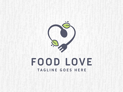 eco food love logo cook eco food fork heart leaf logo love nature restaurant sale template