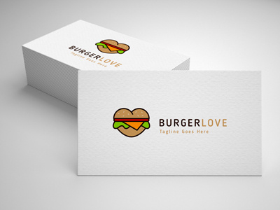 burger love logo burger cook cooking dinner fast food food grill hamburger heart logo love meal restaurant sale sandwich template