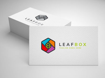 leaf box logo box eco farm farming forest garden herb herbal hexagon leaf leaves logo medical natural nature organic plant plants sale template