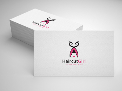 haircut girl logo template beauty fashion feminine girl hair haircut hairdresser hairdressing hairstyle logo sale salon scissor stylist template woman