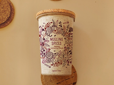Mulling Spice label for kraft paper container. adobe illustrator aroma therapy aromatherapy cup cup desgn floral graphic design home product illustration kraft kraft paper label packaging print design spice sustainable