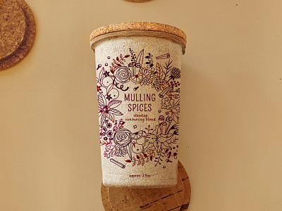 Mulling Spice label for kraft paper container.