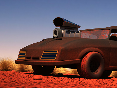 Mad Max Interceptor - 3D Cartoon cartoon desert dirty ford interceptor mad max movies vehicle vray warm