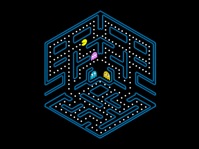 Pac -Man 3d game isometric pac man retro view