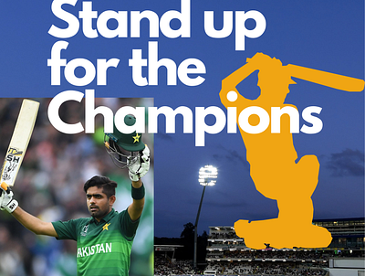 Stand up for the Champions babe baber azam branding cricket design graphic design icon logo web