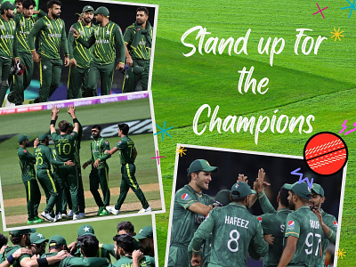 Stand up for the Champions cricket design graphic design green team icon logo pakistan pakistan cricket web