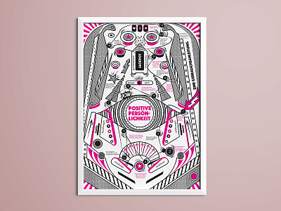 Poster: Positive Personality illustration improvement instructions limited edition manual pinball machine positive personality poster reinvent selfmade silkscreen