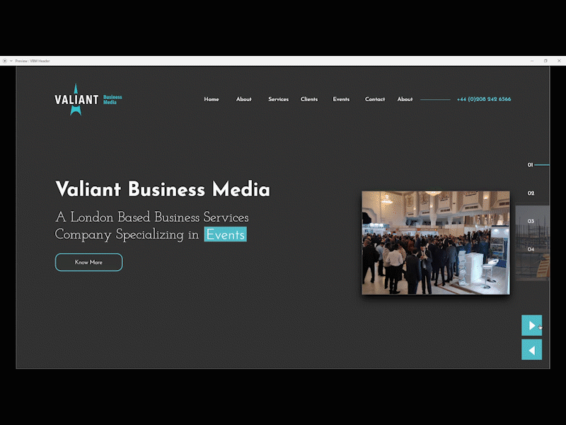 Business Website UI for Valiant Business Media