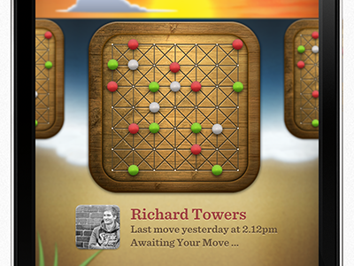 Continue Game beach board game ios ipad iphone sunset texture ui wood