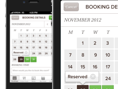 Calendar app booking calendar ios ipad iphone mobile reserved ui ux