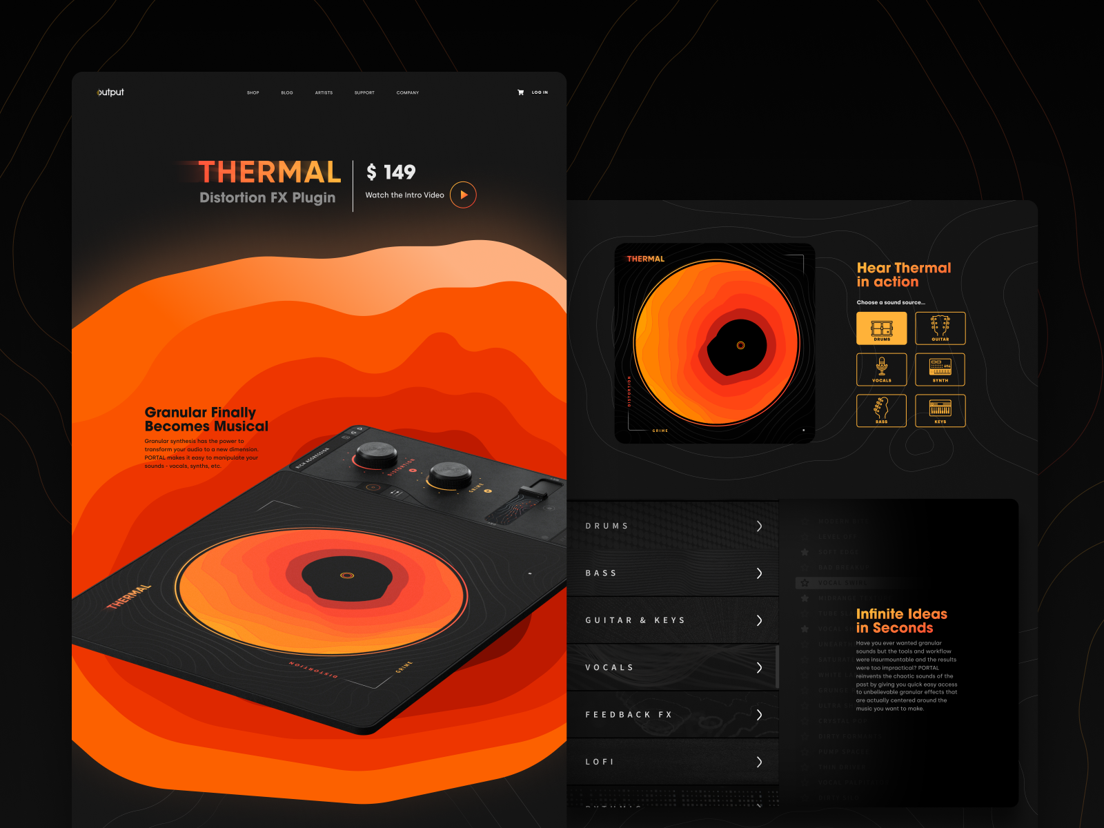 Output plugins. Output thermal. thermal vst. thermal vst preset bank. thermal output of one selection radiator.