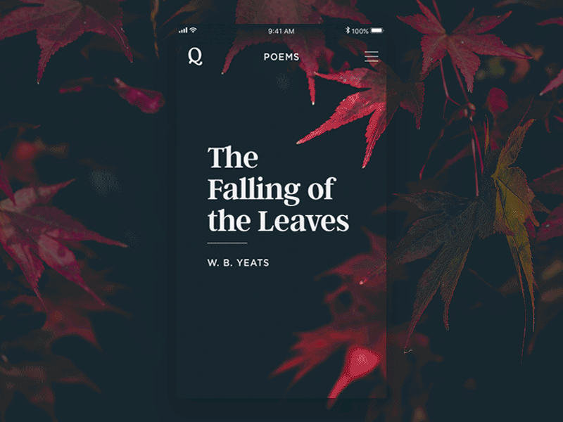 Short Poem Mobile Interaction animation fall gotham leaves mobile motion parallax poetry ui visual design