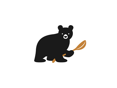Little Bear Gelato Logo animal bear eating gelato ice cream illustration logo spoon vector