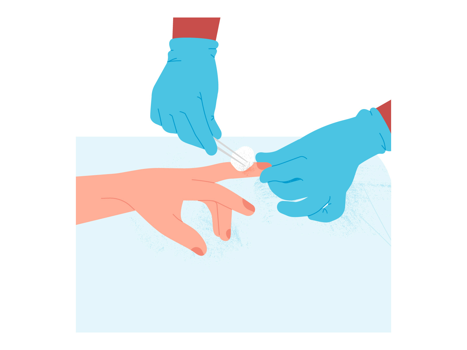 Nurse cleaning a wound on a finger by Rachel Beyer on Dribbble