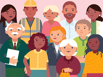 Crowd of People air character city community construction worker crowd design doctor health illustration man people person vector woman