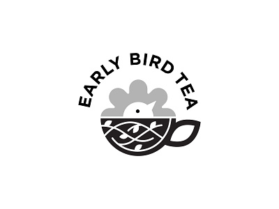 Early Bird Tea Logo beverage bird branches branding design early flower illustration logo pattern sun tea teacup vector