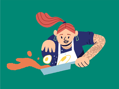 Chef - Urban Experience Alliance chef cooking design egg food health illustration people sleeve tattoo vector woman