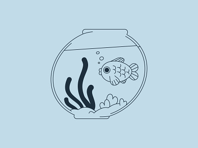 Fish Bowl bowl design fish illustration linework pet swim vector