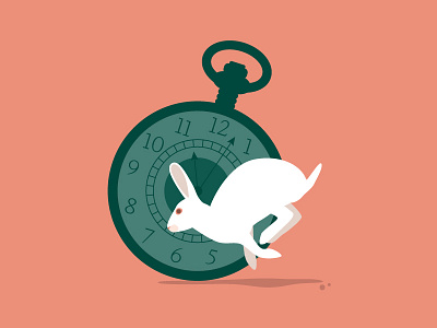 The White Rabbit alice in wonderland bunny hopping illustration pocketwatch rabbit stopwatch time timelines vector watch white rabbit