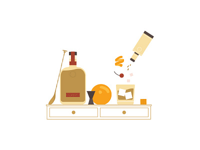 The right ingredients alcohol bar cocktail drink illustration ingredients old fashioned orange recipe vector whiskey