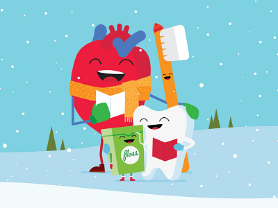 ADA&C Christmas Card card caroling christmas cute dental dentist floos greeting hat heart holiday outdoors scarf singing snow tooth toothbrush winter