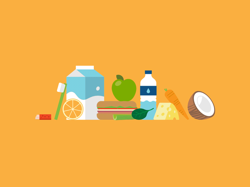 Healthy foods for oral health animation bottled water carrot celery cheese coconut dairy food gif gum health healthy milk oral orange sandwich spinach teeth toothbrush water
