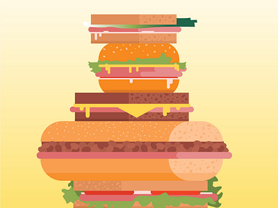 Sandwich Tower beans bread bun burger cheese design ham illustration ingredients lettuce meat pile sandwich tomatoes vector