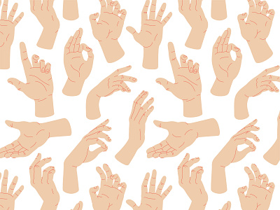 Hands Pattern fingers freehand hand hands illustration linework pattern vector