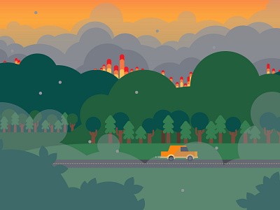 Wildfire Background air air quality animation ash background branches car clouds fire forest leaves smoke trees wildfire
