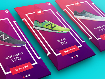 NB rich media mobile ad advertising banners colourful media mobile navigation shoes shop sports sportswear ui ux