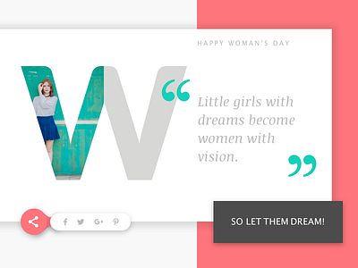 Happy Woman's Day card colourful design flat quote share typography ui woman womans day