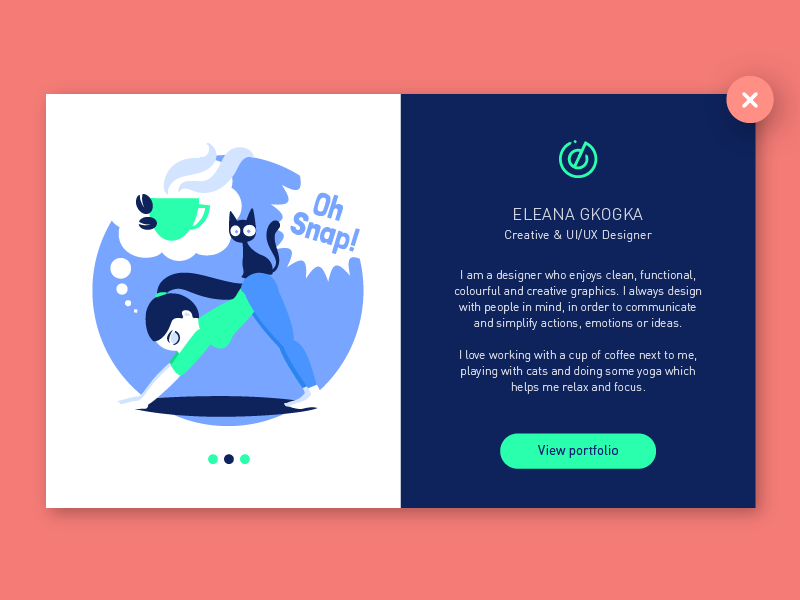 UI Avatar avatar card cat coffee colour flat funny illustration info-graphic ui web yoga