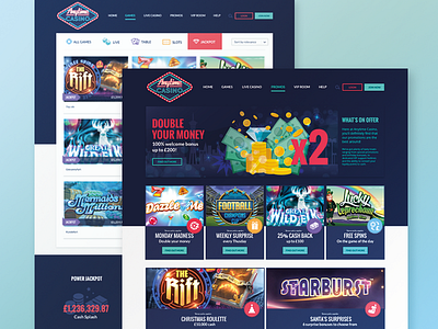 Anytime Casino Website cards casino design flat games lucky games slots ui ux web app web design website